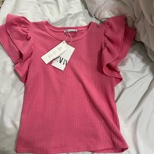 ZARA new pink ruffle top